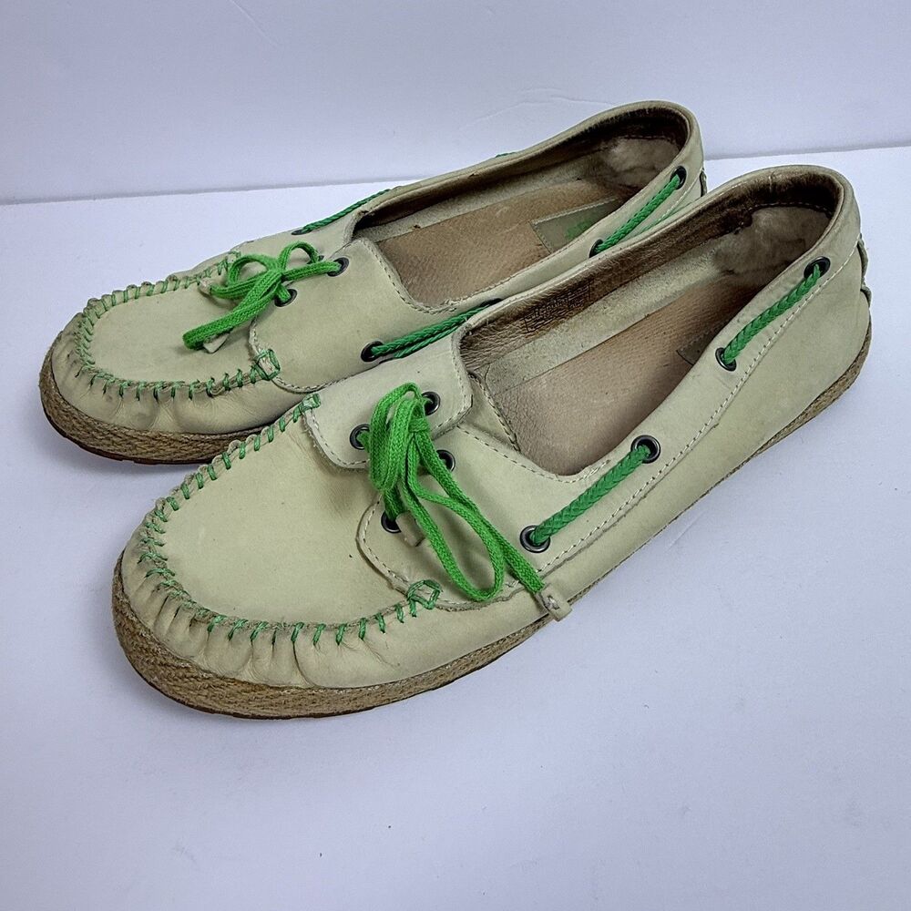 Ugg Australia Tylin Tan Leather Boat Shoe Slip On Low Top Moc Sz 11 1004110